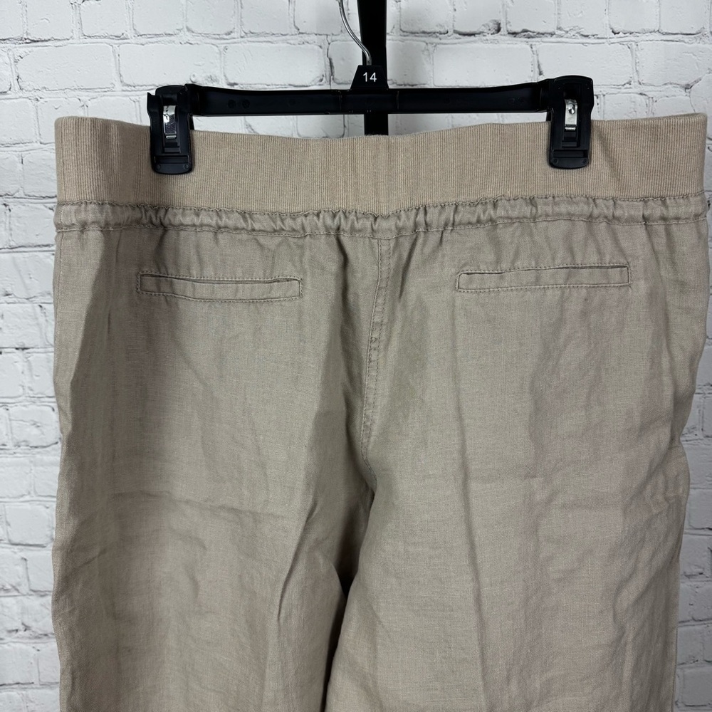 London Jean Tan Wide Leg Linen Pants Size Large - Picture 6 of 7